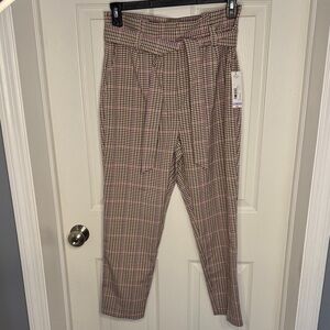 NWT Worthington Women's Plaid Straight Leg Pants - Black, Tan, and Pink